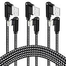 iPhone Charger Cable 3Pack 10Ft 90 Degree Lightning Cable MFi Certified for iPhone Chargers Nylon Braided Fast Charger Lighting Cords for iPhone 12/11/XS/Max/XR/X/8/7/6/iPad (Black White)
