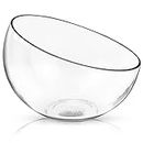 Royal Imports Clear Glass Slant Cut Tilted Angled Bubble Ball Decorative Serving Bowl For Buffet Centerpiece, Plant Terrarium, Flower Vase, Snack Salad fruit Candy Dish