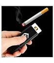 OAHU USB Rechargeable Windproof Flameless Pocket Size Light Weight Electronic Cigarette Lighter (Black and White)