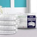 Adam Home Premium Pillows 4 Pack Hotel Quality Firm with Quilted Cover (4 Pillows, Standard) - Filled Pillows for Bed, Stomach and Back Sleeper- Down Alternative -Soft Hollow-Fiber Bed Pillow