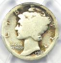 1916-D Mercury Dime 10C Coin - Certified PCGS G4 (Good) - Rare - $1,500 Value