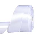 YASEO 1 1/2 Inch White Solid Satin Ribbon, 50 Yards Craft Fabric Ribbon for Gift Wrapping Floral Bouquets Wedding Party Decoration