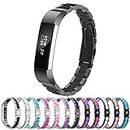 GreenInsync Compatible Fitbit Alta HR and Alta Bands Metal, Replacement for Fitbit Alta Stainless Steel Bands Adjustable Accessories Metal Wristband Small Large for Fitbit Alta Bracelet-Black