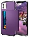 Coolden for iPhone 11 Case Armor Shockproof Case for iPhone 11 Wallet Case Cover Protective Case Heavy Duty Hard Back Soft Bumper Phone Case Card Holder Slot Wallet Case Cover for iPhone 11 (Purple)