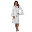 Masseys Three-Piece Cutout Asymmetric Suit (Size 6) White, Polyester,Spandex