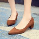 Women's Non-slip Block Heel Shoes Slip On Pointed Toe Pumps Plus Size 34-54