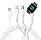 3 in 1 Charging Cable USB C, iWatch and iPhone Charger, Phone and Watch Charge Cord Compatible with Apple Watch Series 9 8 7 6 5 4 3 2 1 SE1 SE2, iPhone 14/13/12/11/Pro/Max/XS/X/Airpods/iPad, 4ft/1.3M