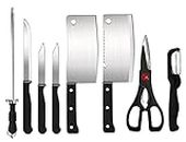 AJB Knife Set and Scissor, Piece Stainless Steel Kitchen Knife Knives Set with Knife Scissor, Knife Sets (8 Piece Include)