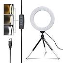 LED Circle Selfie Ring Light 6 "Macro & Ringlight Lampeggia con Treppied Stand per Live Streaming/Zoom Meetings/Youtube Video/Volg