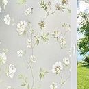 SUNBIRD Self-Adhesive Film Window Film Frosted Glass Sliding Door Bathroom Window Stickers Translucent Opaque UV Protection Static Clings Window Film, (1 Ft x 5 Ft, Leaf Grass)