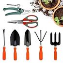 Cinagro Garden Tools Kit (Set of 7) Weeder, 2 Trowels, Hand Fork, Cultivator, Scissors, Pruner | Gardening Tools Kit for Home Garden, Indoor and Outdoor Gardening