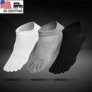 Men Ankle Five Finger Toe Socks 6 Pack Low Cut Cotton Solid Casual Sport Breathe