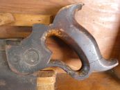 Antique Disston Philada 10 In Back Saw  15 TPI Crosscut Steel Spine Handsaw
