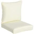 Outsunny 2-Piece Outdoor Patio Chair Cushions, Deep Seat Replacement Patio Cushions Set (Seat and Back), Cream White