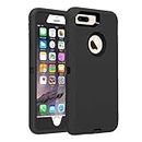 for iPhone 7 Plus case/8 Plus case, Heavy Duty 3 in 1 Built-in Screen Protector Cover Dust-Proof Shockproof Dropproof Scratch-Resistant Shell for Apple iPhone 7 Plus/8 Plus, 5.5inch, Black01