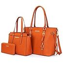 Montana West Purses and Handbags for Women 3PCS Tote Purse and Wallet Set, Orange