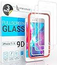 LYMANO [3 Stück] Panzer-Folie Glas Full Screen für iPhone 7 iPhone 8 Display-Schutzfolie Schutzglas Glass Protector [Anti Kratzer] [Blasenfrei] [Komplett Abdeckung] (4,7 Zoll) Weiß