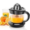 Aigostar Orange Juicer Electric Citrus Juicer, 700ml Bowl with Scale, 2 Citrus Cones, Tow Way Rotation, Filter, Lemon Juicer for Orange Lime Lemon Grapefruit, Black - Percy 30AQ0