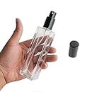 1Pcs Squared Transparent Glass Empty Perfume Bottle Fine Mist Spray Container Cologne Atomizer With Spray Applicator And Black Lid size 50ML/1.7oz