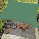 MetDeals Outdoor Waterproof Sun Shade Sail Canopy Rectangle 85-95%UV Block for Patio and Garden,Backyard Lawn with SS Triangle & Rope (Military Green9.5 X 15 Feet)