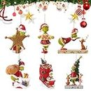 Feliciay 6PCS Christmas Hanging Ornaments Tree Decorations, Grin-ch Acrylic Christmas Decorations Pendants Funny Resin Xmas Ornaments for Home Decor Holiday Party Backpack Car Hanging Accessories…
