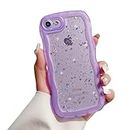 ZTUOK Compatible with iPhone 6/6S Case for Girls Women,Cute Clear Sparkly Bling Star Design Curly Simple Wave Case Shockproof Protective Slim Soft TPU Glitter Cover for iPhone 6/6s-Purple