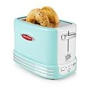 Nostalgia Retro Wide 2-Slice Toaster, Vintage Design With Crumb Tray, Cord Storage & 5 Toasting Levels, Aqua