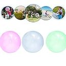 3Pcs Inflatable TPR Bubble Ball Balloons Tear-Resistant Balloons Stretch Firm Ball to 50cm/20inch, For Outdoor Play and Ideal for Boys and Girls (3 Colors)