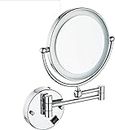 miroir de salle de bain Miroir de maquillage mural avec lumières LDE, miroir de maquillage grossissant double face pour salle de bain, extensible des deux côtés, pivotant à 360 degrés, pour meuble-lav