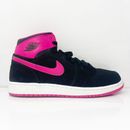 Nike Girls Air Jordan 1 Hi GG 332148-008 Black Basketball Shoes Sneakers Size 7Y