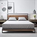 Zinus Ironline Double Bed Frame Base /y/Metal Pine Wood Suzanne Heavy Solid Wood Platform/Bedroom Furniture Industrial