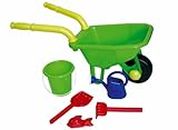 PETERKIN | Wheelbarrow Playset Toy | 70cm plastic wheelbarrow with moving wheel, plus bucket, watering can, rake, shovel and sand mould | Outdoor Toys | Garden Toys | Ages 3+ assorted colours