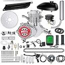 IMAYCC 80cc Bicycle Engine Kit, Bike Motor Kit with Wired Digital Computer, 2-Stroke Motorized Bicycle Kit Fit for 26-28" Bikes (Silver)
