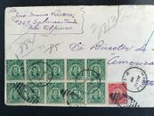 1910 PHILIPPINES REGISTER COVER MANILA TO NEW YORK RARE MARKINGS & CARRIER NOTES