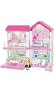 RK HUB Multilevel 108 Piece Doll House Princess Dream House Play Set with Accessories & Doll Furnitures, DIY Dollhouse with Best Birthday Gift for Kids