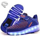 Ehauuo Unisex Wheel Shoes Kids Light up Roller Skate Shoes Girls USB Charge Roller Shoes Boys Flashing Sneakers for Gift Blue Size: 5.5 Big Kid