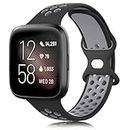 Leonids Sport Band for Fitbit Versa 2 Bands/ Fitbit Versa Bands/ Fitbit Versa Lite Bands/ Fitbit Versa SE Bands Men Women, Two-Color Stitching Soft Silicone Band Adjustable Breathable Straps for Fitbit Versa 2/Versa/Versa Lite/Versa SE Smartwatch (Black/Grey)