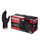 AMMEX Black Nitrile Heavy Duty Disposable Gloves - Raised Diamond Textured, Powder-, Latex-, Professional, Automotive, Mechanic, Industrial, 6 mil, Large (Box of 100)
