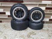 Traxxas Bandit Front / Rear Alias Tires & Tracer 2.2" Black & Silver Wheels **2*