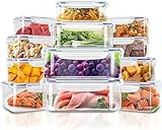 KICHLY 24 Pack Plastic Food Storage Container Set -Transparent Container with Airtight Lids - Freezer Safe, BPA Free, Leak Proof Lunch Containers (Red)