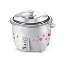 Prestige 1.8 Litres Electric Rice Cooker (PRWO 1.8 Litres)| 2 Aluminium Cooking Pans | Stainless Steel Lid | Grey/White | Cool Touch Handles | Detachable Power Cord | 700- Watt