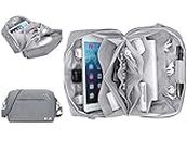 BUBM Electronics Organizer, with Multi-Layer Storage and Detachable Strap (Light Gray)