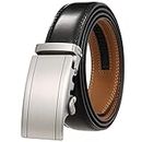 Overhil1s Men's Belt Leather Adjustable Alloy Automatic Buckle Men's Casual Ratchet Buckle Two-Layer Soft Flexible and Durable Strong and Friction Resistants
