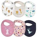 Real Basics bib set of 6 for kids, 100% cotton, for new borns, girls and infants.(soft and absorbent/multicolour)