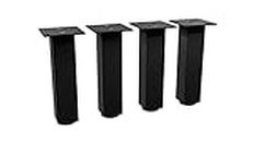 Möbelfüße Verstellbar Füße für Möbel Höhenverstellbare Füsse für Möbel Verstellbare Möbelfüße Metall Schrank Füße Aluminium 4 Stück 45x45mm (150mm, Schwarz)