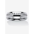 Men's Big & Tall Stainless Steel Cubic Zirconia Channel Set Eternity Bridal Ring by PalmBeach Jewelry in Stainless Steel (Size 14)