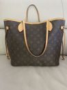 Authentic Louis Vuitton Neverfull MM LV Tote Shopping Bag Brown Beige Lining