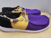 Hey Dude Shoes Men 9 Wally Sox Tri Fans  Lakers Vikings LSU  Gold Purple Slip On