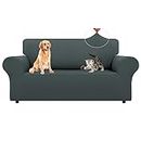 LURKA Stretch Loveseat Sofa Slipcovers 1 Piece Couch Covers for Sofa Furniture Protector Full Sofa Covers with Elastic Bottom for Kids and Dog (Medium, Grey)