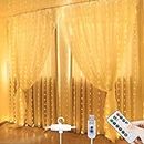 Gesto 8 Modes Curtain Strip Lights 300 Leds 10 Fairy Light 3Mtr Each Indoor|Outdoor Decoration With Remote&Usb Power Supply (Warm White),3 meters